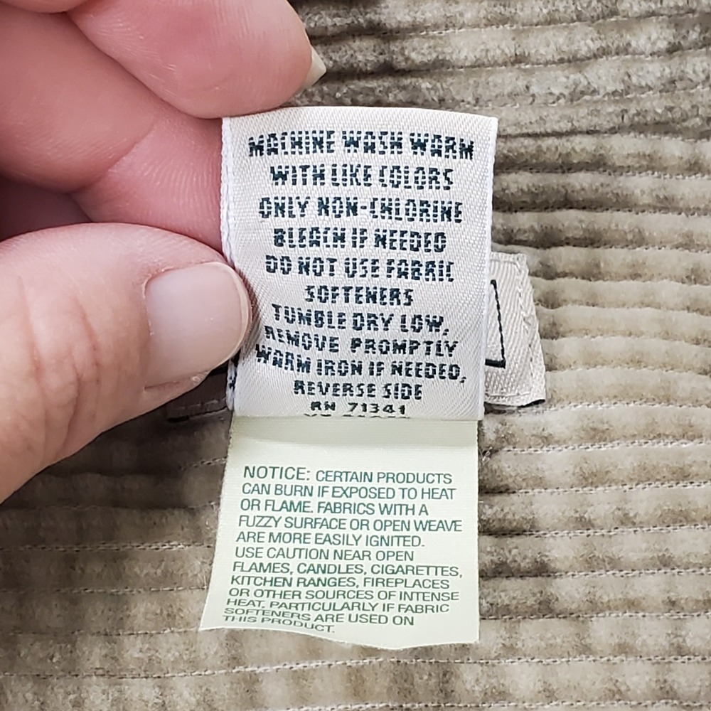 LL Bean Womens Button‎ Up Corduroy Wide Wale Shirt Size L Light Brown Pocket - Picture 4 of 8